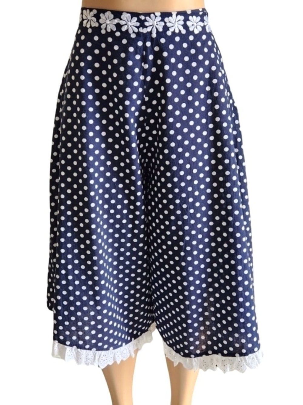 Free People KAS New York Daisy Dot Embroidered Culotte Pants Size S - Picture 2 of 9